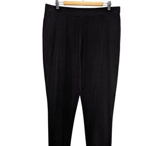 Misook Womens 1X Pleated Pull On Elastic Waist Black Straight Leg Pants Trouser